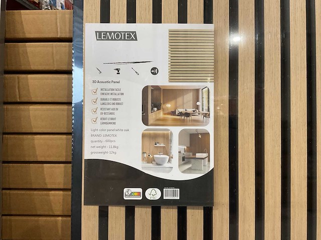 2025 lemotex lm-60270l white oak 2 dozen 2 panelen per doos akoestische wanddecoratie (4x) - afbeelding 5 van  6