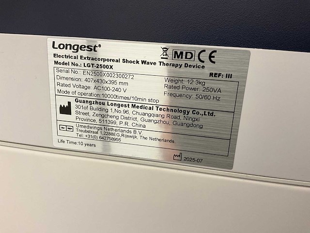 2025 longest lgt-2500x acoustic wave / shockwave therapie apparaat - afbeelding 9 van  9