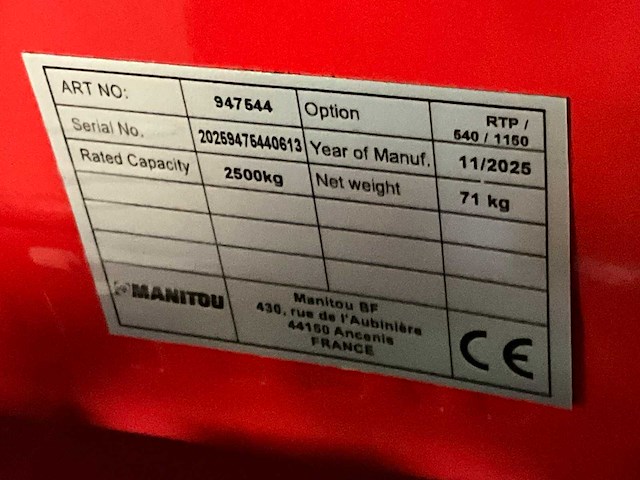 2025 manitou rtp 540/1150 hand hydraulische palletwagen - afbeelding 8 van  8