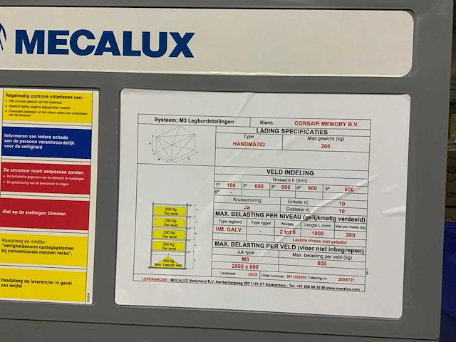 2025 mecalux - m3 - 14 secties legbordstelling - afbeelding 7 van  7