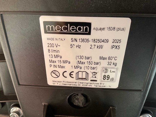 2025 meclean aquajet 150/8 hogedrukreiniger - afbeelding 2 van  2