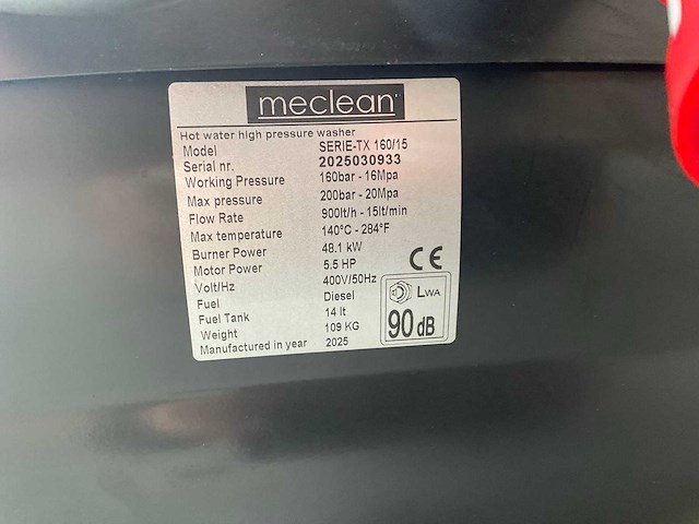 2025 meclean tx 160/15 hogedrukreiniger - afbeelding 3 van  3