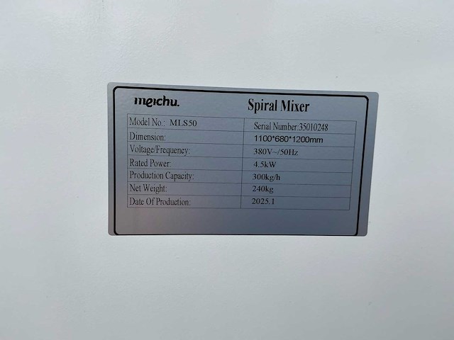 2025 meichu mls 50 spiraal mixer - afbeelding 5 van  7