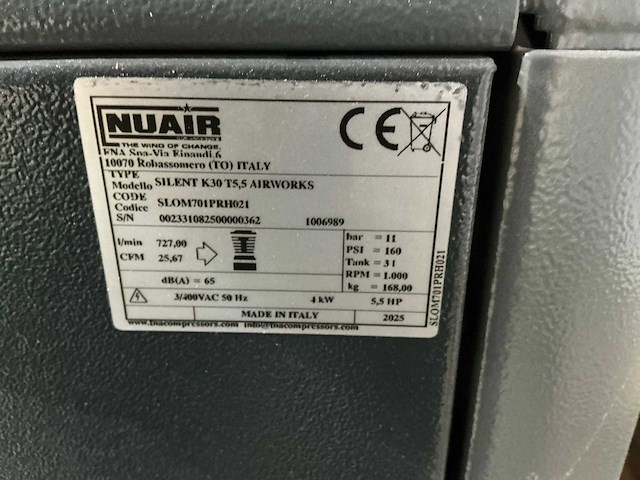 2025 nuair airworks geluidgedempte compressor installatie - afbeelding 5 van  11