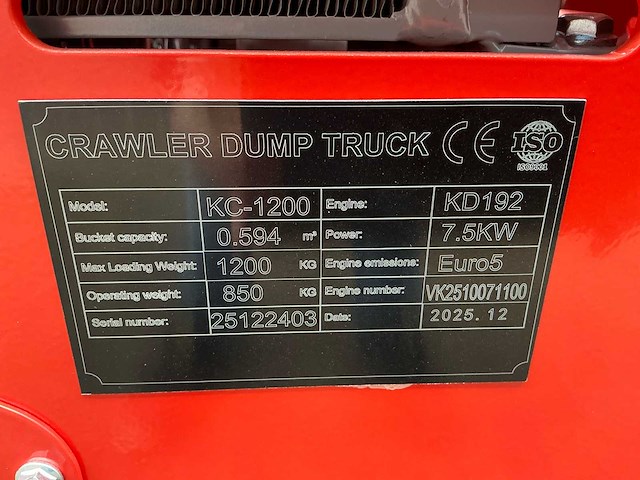 2025 panther kc-1200 dumper - afbeelding 12 van  20