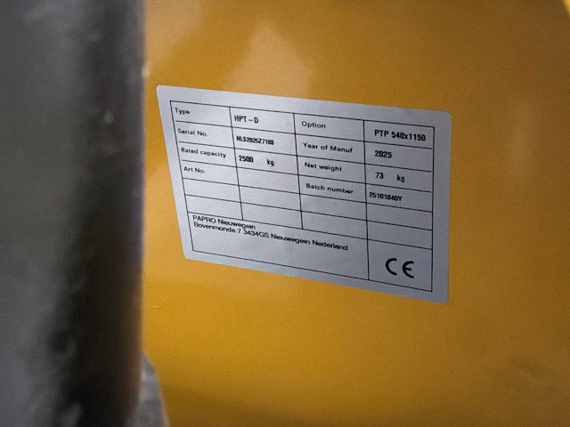 2025 papro hpt-d hand hydraulische palletwagen - afbeelding 4 van  4