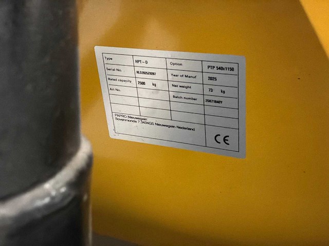 2025 papro hpt-d hand hydraulische palletwagen - afbeelding 4 van  4