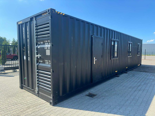 2025 rhino-cross-containers 1 deur en 3 ramen zwart 40ft hq/12 m - containerwoning / container office unit - afbeelding 2 van  35