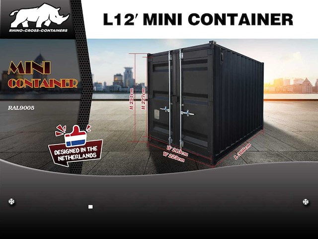 2025 rhino-cross-containers 12ft - zwart zeecontainer - afbeelding 12 van  13