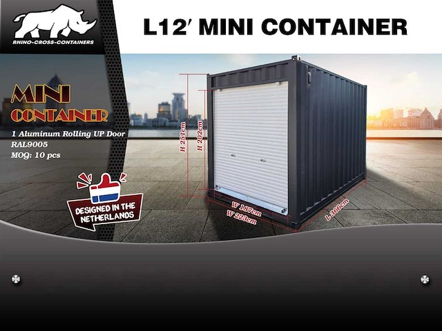 2025 rhino-cross-containers 12ft zeecontainer met roldeur - afbeelding 2 van  5
