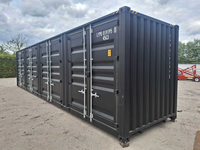 2025 rhino-cross-containers 40 ft high cube zwart zeecontainer met 4 zijdeuren - afbeelding 1 van  9