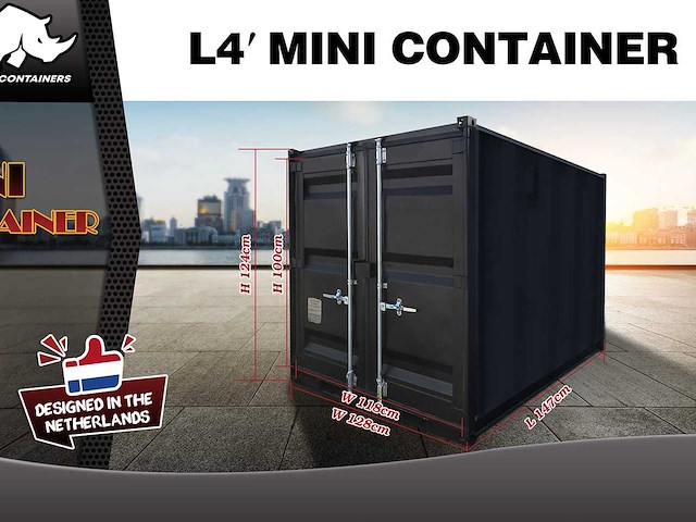 2025 rhino-cross-containers 4ft zwart zeecontainer 2025 - afbeelding 7 van  7