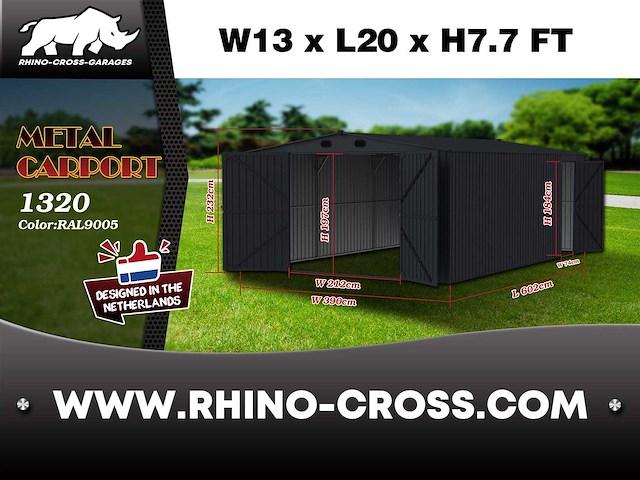 2025 rhino-cross-garages 6,02x3,9x2,32 m loods / staalconstructie compleet met wand- en dakpanelen - afbeelding 3 van  3