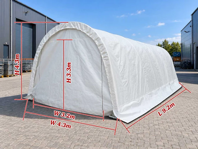2025 rhino-cross-shelter 143014r 9,2x4,3x4,3 m opslagtent / opslagshelter - afbeelding 2 van  5