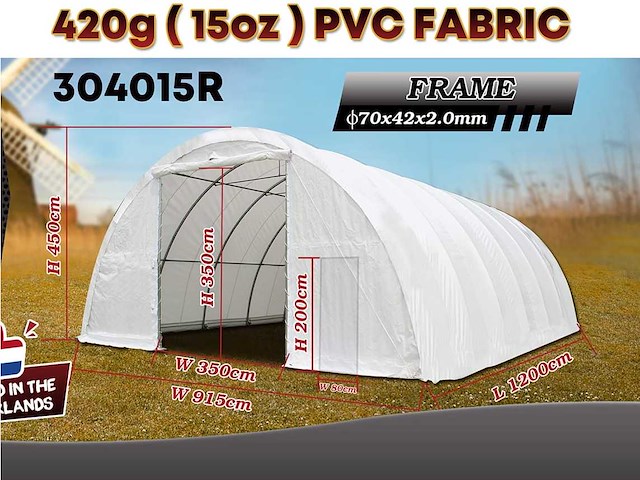 2025 rhino-cross-shelter 304015r - 12x9,15x4,5 m opslagtent / opslagshelter - afbeelding 3 van  9