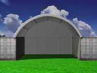 2025 rhino-cross-shelter c2020h - 6x6x2 m met eindzeil opslagtent / opslagshelter tussen 2 containers - afbeelding 1 van  4