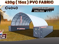 2025 rhino-cross-shelter c4040 - 12x12x4,5 m opslagtent / opslagshelter tussen 2 containers - afbeelding 2 van  9