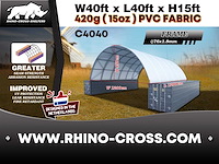 2025 rhino-cross-shelter c4040 - 12x12x4,5 m opslagtent / opslagshelter tussen 2 containers - afbeelding 3 van  9