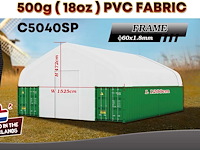2025 rhino-cross-shelter c5040sp - 12x15,25x4,72 m opslagtent / opslagshelter tussen 2 containers - afbeelding 4 van  6