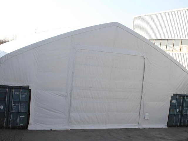 2025 rhino-cross-shelter c5040sp - 12x15,25x4,72 m opslagtent / opslagshelter tussen 2 containers - afbeelding 2 van  6