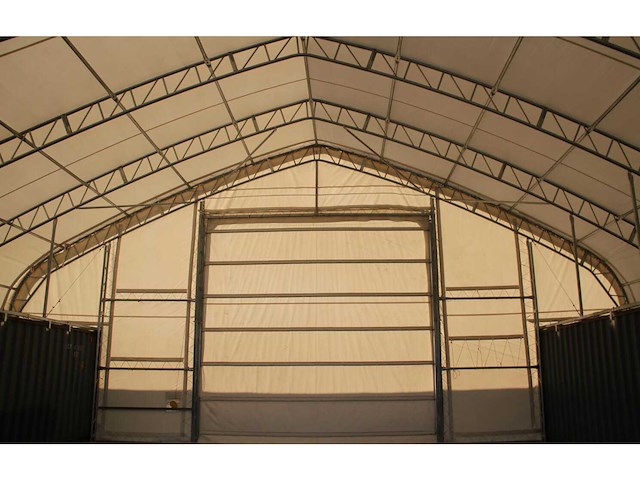 2025 rhino-cross-shelter c5040sp - 12x15,25x4,72 m opslagtent / opslagshelter tussen 2 containers - afbeelding 1 van  1