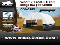 2025 rhino-cross-shelter c604020s 12x18x6m opslagtent / opslagshelter tussen 2 containers - afbeelding 2 van  4