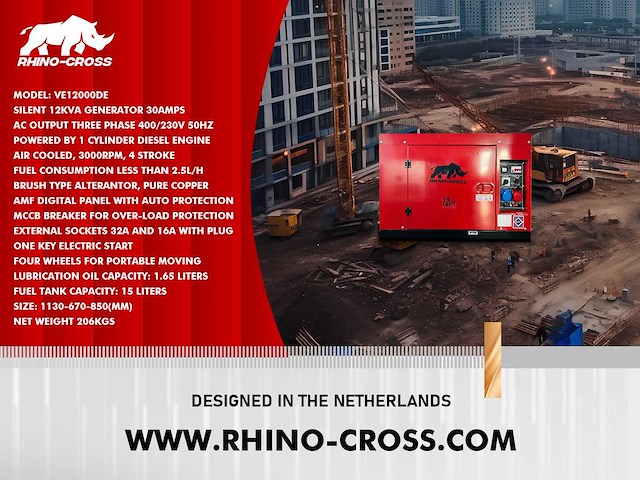 2025 rhino-cross ve12000de stroomgenerator - afbeelding 3 van  4