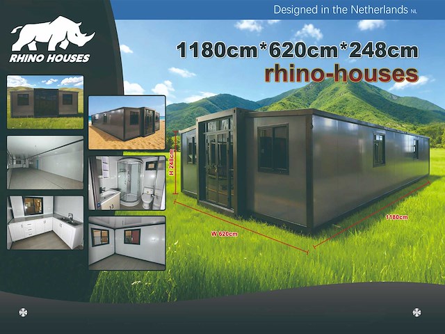 2025 rhino houses 72 m2 2 slaapkamers, badkamer en keuken mobiele woonunit / tiny house - afbeelding 8 van  8