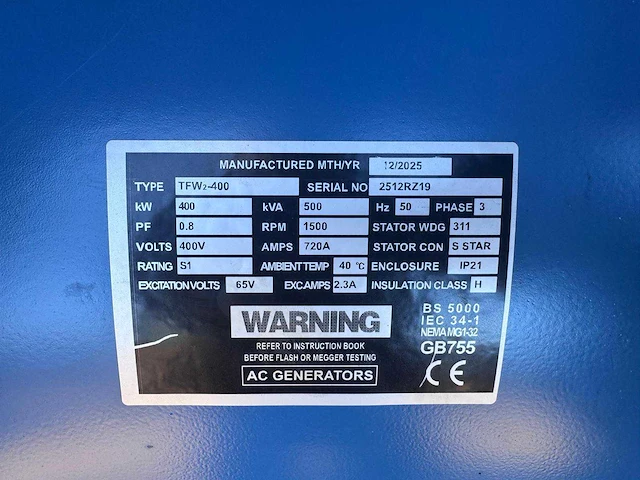 2025 ricardo gfs-500 500kva noodstroomaggregaat - afbeelding 2 van  10