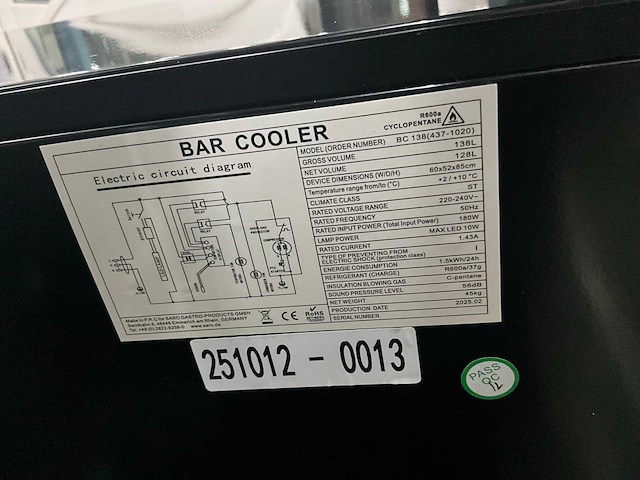 2025 saro bc 138 glasdeur koelkast - afbeelding 6 van  6