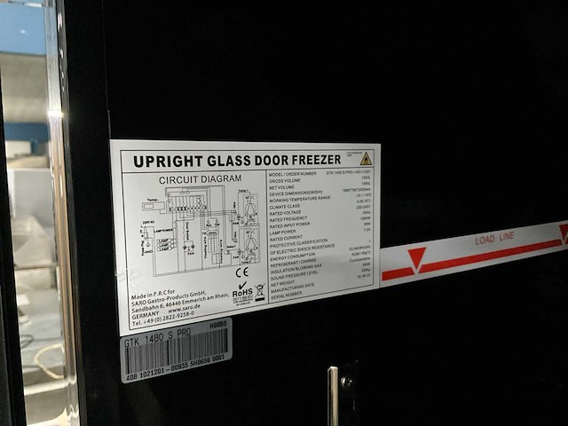 2025 saro gtk 1480 s pro glasdeur vrieskast - afbeelding 12 van  14