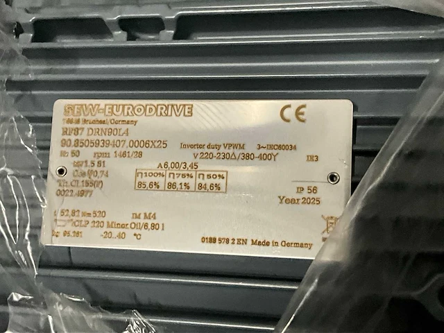 2025 sew-eurodrive rf87 drn90l4 1,5kw reductiemotor - afbeelding 5 van  5