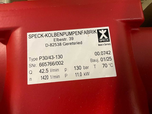 2025 speck p30/43-130 hogedruk pomp - afbeelding 4 van  4