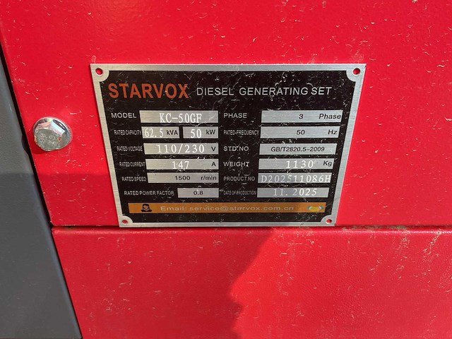 2025 starvox kc-50gf 62,5 kva noodstroomaggregaat - afbeelding 2 van  13