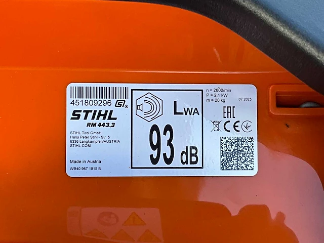 2025 stihl rm 443.3 grasmaaier - afbeelding 2 van  10