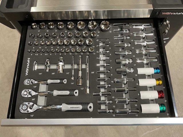 2025 wöhrstahl deutschland 7/7 zw/rvs gereedschapswagen gevuld - afbeelding 3 van  17