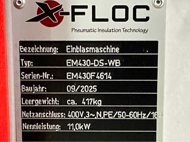 2025 x-floc el-ffl / em430-ds-wb isolatie blaasmachine - afbeelding 11 van  19