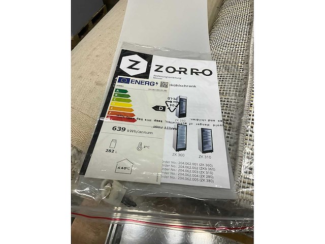 2025 zorro zk 280 glasdeur koelkast - afbeelding 2 van  11