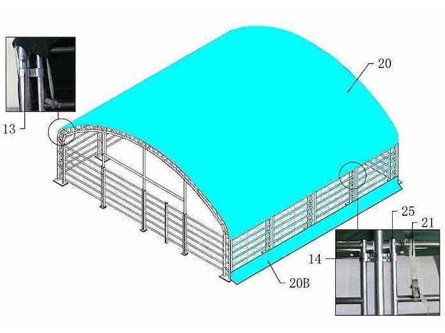 2026 - easy-going - (10x10x4,5 meter) - army green - dierenverblijf / shelter 10 meter - afbeelding 1 van  7