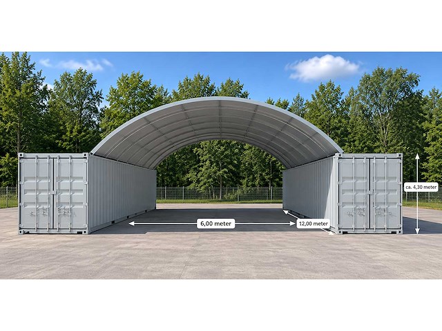2026 - easy-going - (6x12x2 meter) - shelter overkapping / tent tussen 2 containers c2040 - afbeelding 1 van  19