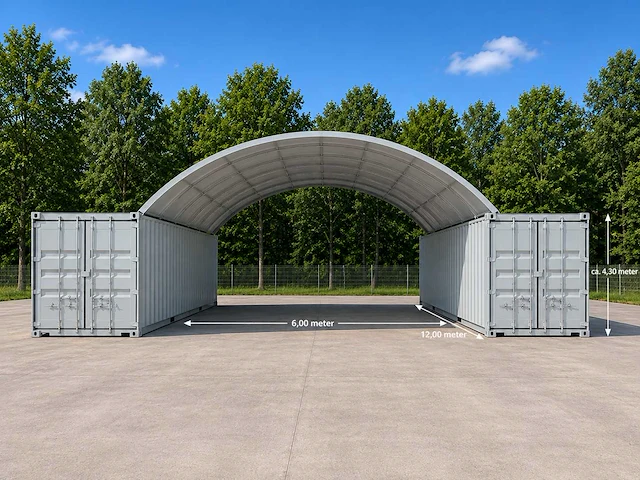 2026 - easy-going - (6x12x2 meter) - shelter overkapping / tent tussen 2 containers c2040 - afbeelding 11 van  19