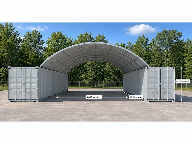 2026 - easy-going - (6x12x2 meter) - shelter overkapping / tent tussen 2 containers c2040 - afbeelding 1 van  19