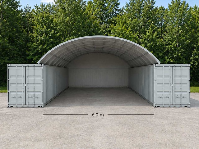 2026 - easy-going - (6x6x2 meter) - shelter overkapping / tent tussen 2 containers c2040h - afbeelding 1 van  10