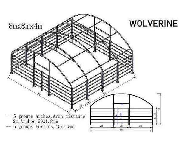 2026 - easy-going - (8x8x4 meter) - army green - dierenverblijf / shelter 8 meter - afbeelding 5 van  18