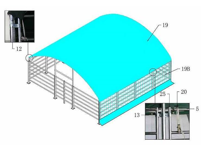 2026 - easy-going - (8x8x4 meter) - army green - dierenverblijf / shelter 8 meter - afbeelding 21 van  23
