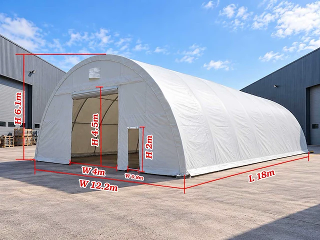 2026 18x12,2x6,1 m opslagtent / opslagshelter - afbeelding 2 van  4