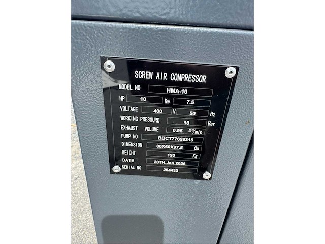 2026 aircompressor hma- 10 schroefcompressor - afbeelding 4 van  8