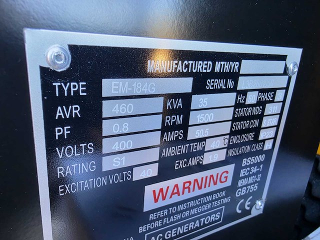 2026 european generator solutions em-184g 35kva 3-fase noodstroomaggregaat - afbeelding 4 van  12