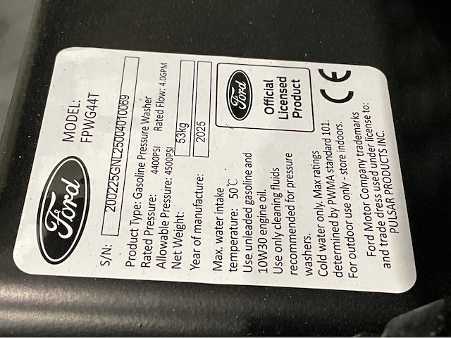 2026 ford fpwg44t hogedrukreiniger - afbeelding 7 van  15