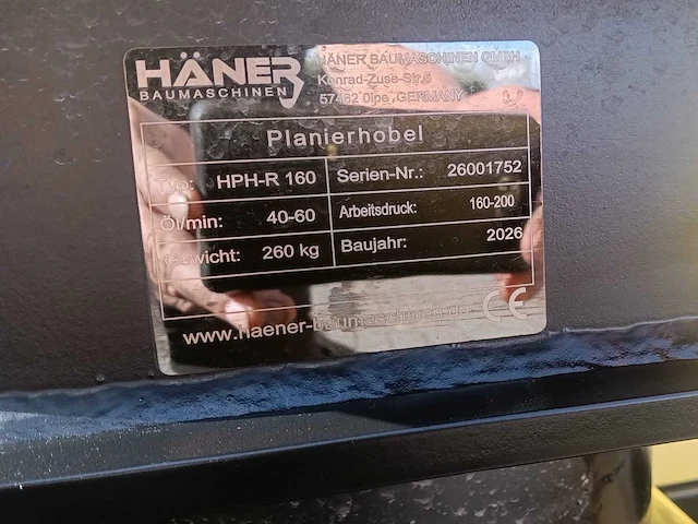 2026 häner hph-r 160 hydraulische egaliseerbalk – 360° draaibaar – cw05 - afbeelding 7 van  7